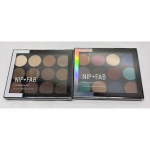 NIP+FAB 01 Sculpted & 03 Jewelled Eyeshadow Palettes 12 X 1 Assorted Shades Lot